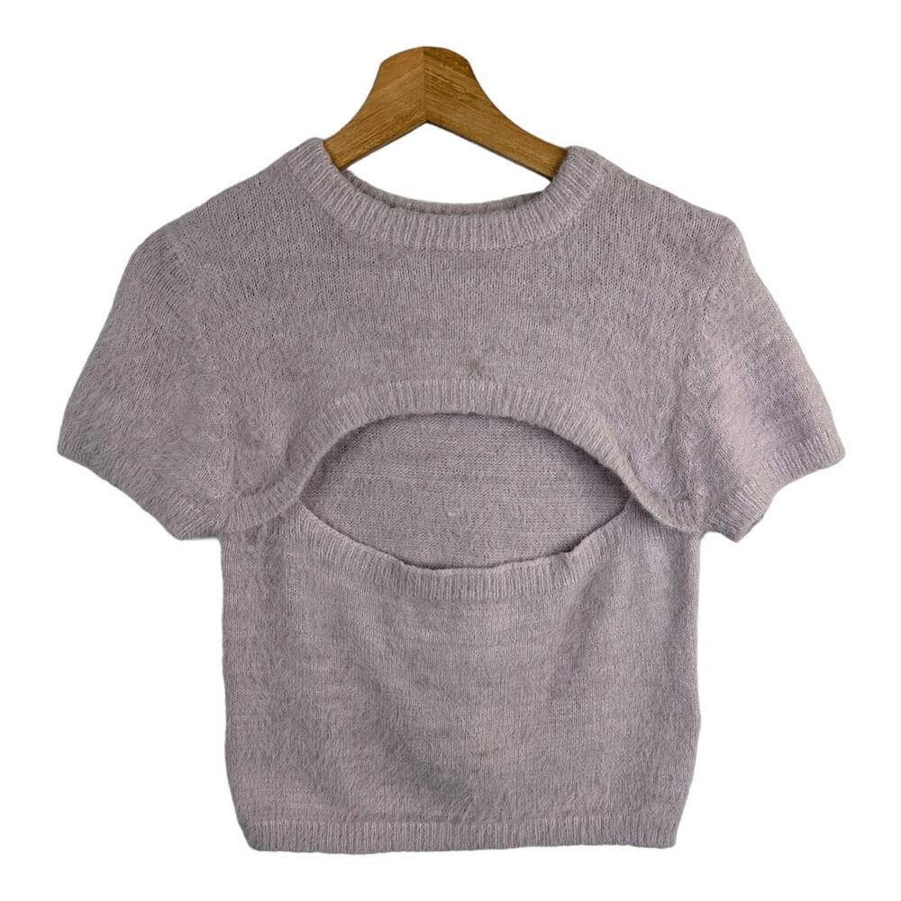 The Ragged Priest Womens size Medium Fluffy Knit Peekaboo Sweater Lilac Purple - Picture 3 of 12